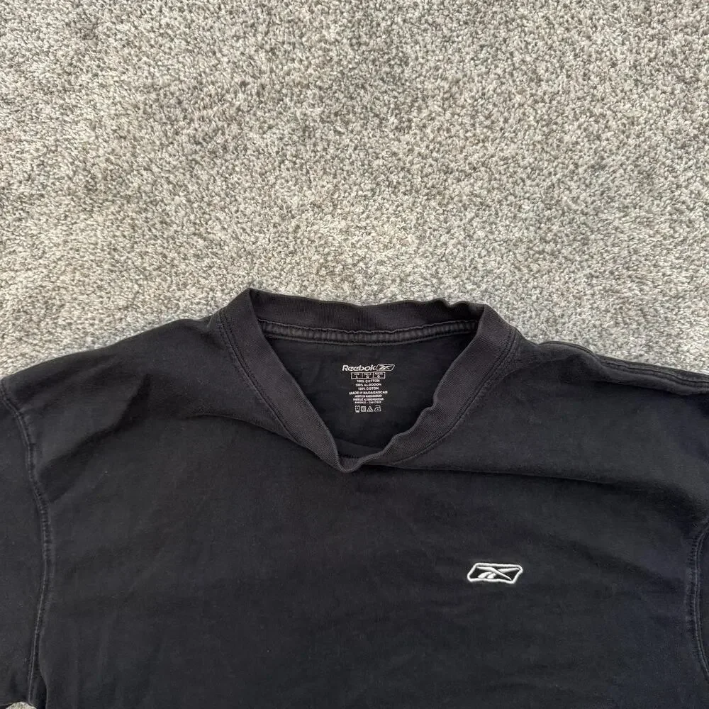 Reebok Shirt Mens Large Black Logo Athletic Crewneck Classic Casual Tee T-Shirt - Picture 4 of 6